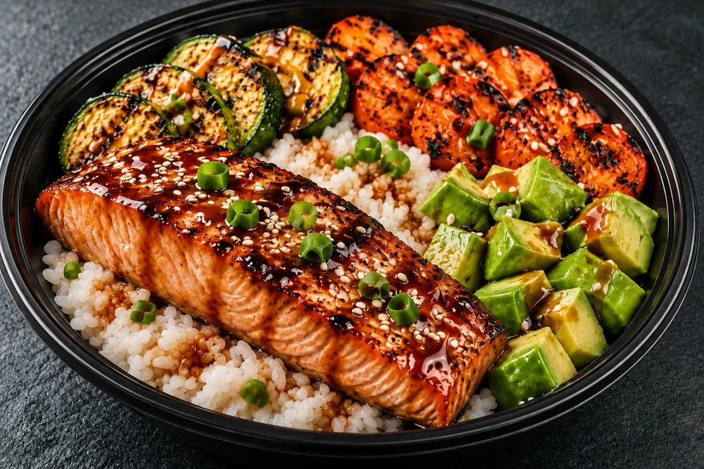 Salmon Teriyaki Avocado Bowl